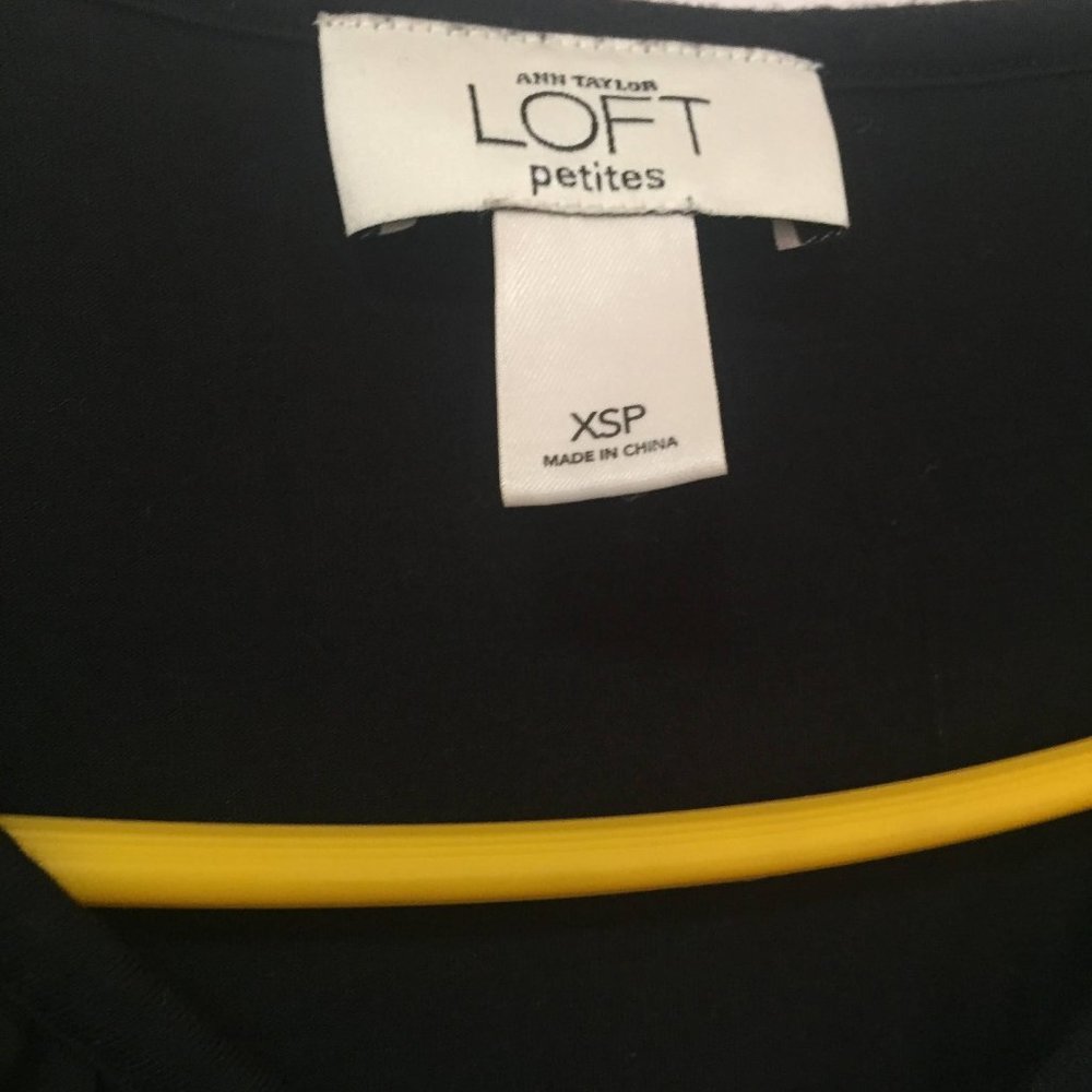 Ann Taylor Loft Petite Ruffle Top Lounge Black Dress XSP - Picture 7 of 7